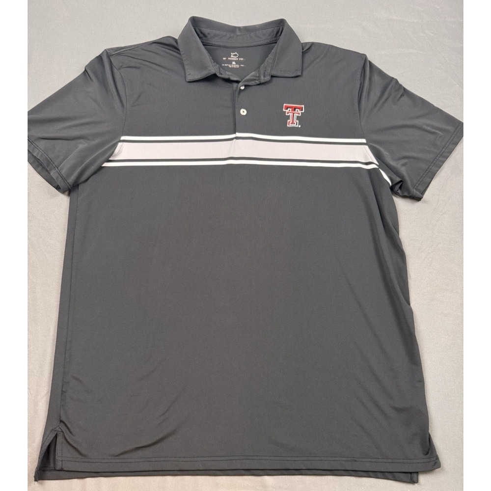 Southern Tide Texas Tech Red Raiders Polo Shirt Mens XL Black Performance Stripe
